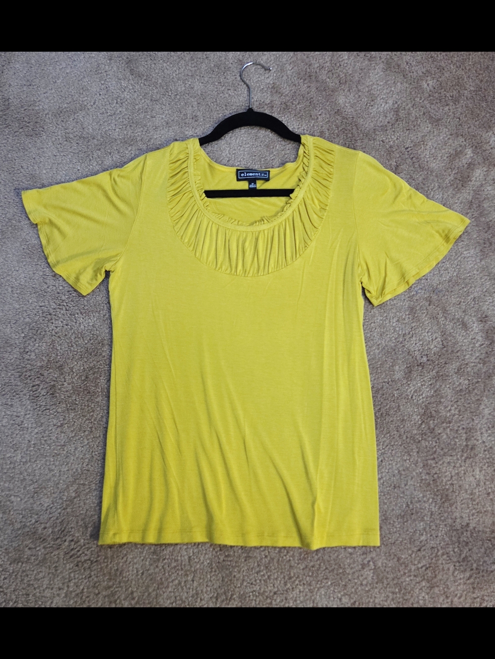 Elementz Bright Yellow Scoop-Ruched Short Sleeve Top